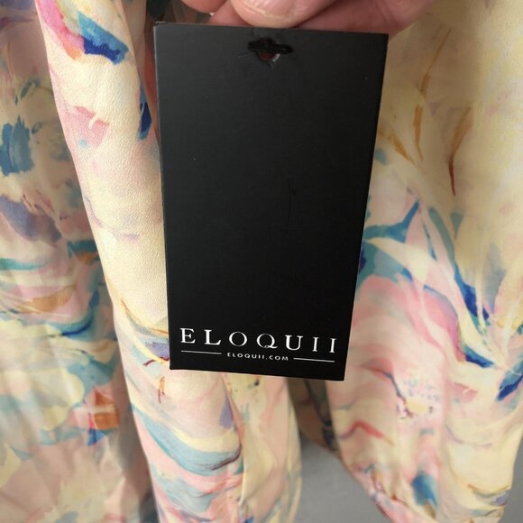 Eloquii Blouse Womens 24 Floral Tie Neck Bow Long Sleeve Button Front Plus Size - Picture 4 of 16